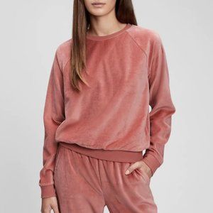 Gap Dusty Pink Velour Crewneck Sweatshirt - medium tall